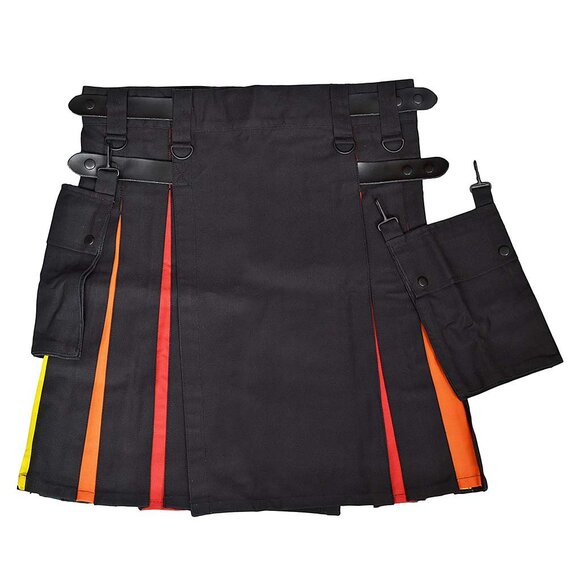Colorful Pleated Utility Kilt for Men – Rainbow Festival Skirt, Pride Costume - Picture 5 of 9